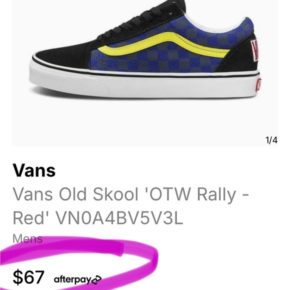 Vans Unisex Old Skool Off The Wall Checkerboard Rally Sneakers | Red/Blue | NEW - Picture 11 of 16
